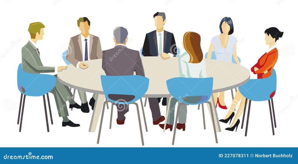 Picture of: Business Advice, Team Round Table Meeting Illustration Stock