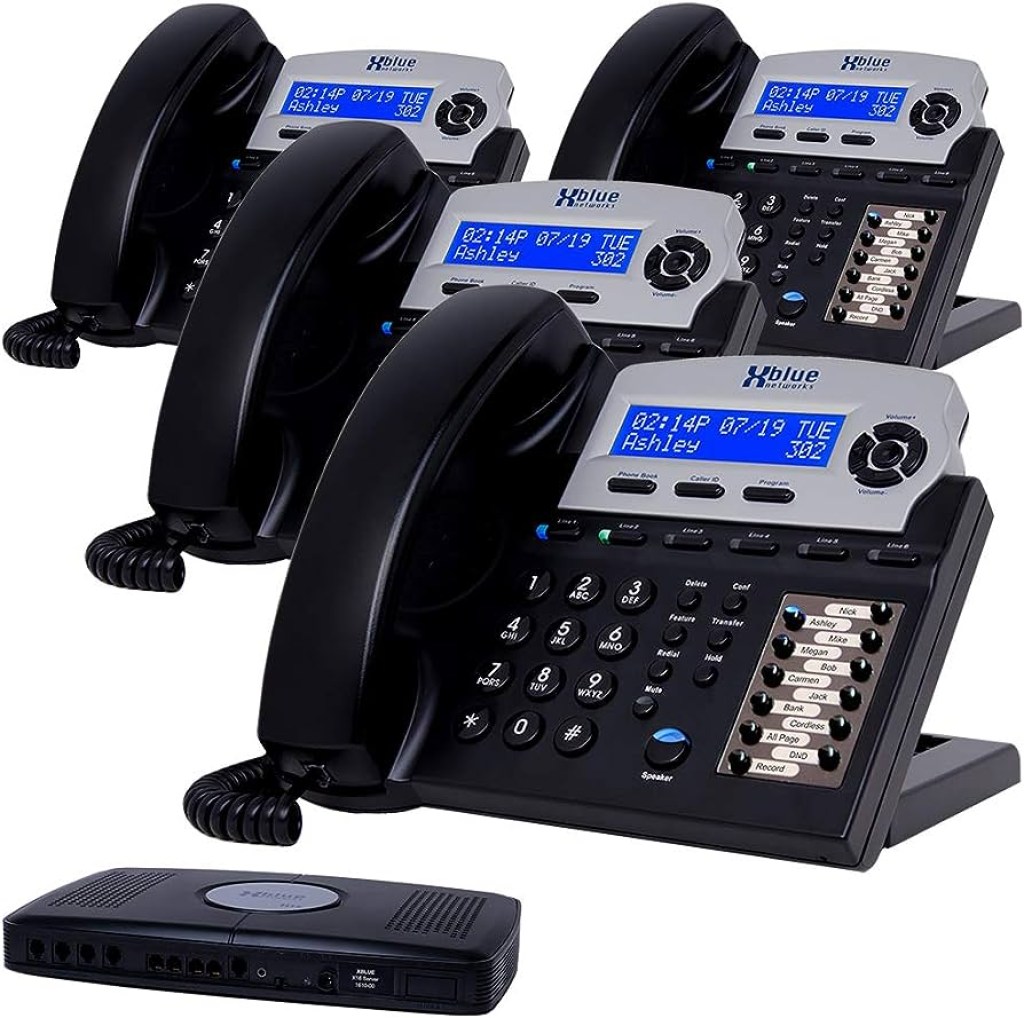 Picture of: XBLUE X Small Business Phone System Bundle with () Phones – () Outside  Line & () Phone Capacity – Includes Auto Attendant, Voicemail, Caller ID,